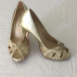 Lulu Townsend Shimmering Gold Heels